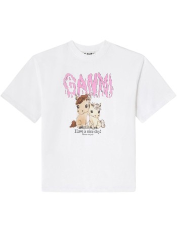 ganni top womanbasic cotton jersey t-shirt - a1050048 151