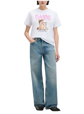 ganni top womanbasic cotton jersey t-shirt - a1050048 151 2