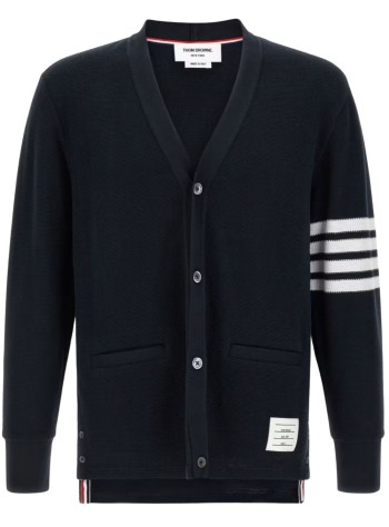 thom browne punto hombre long sleeve v neck cardigan in textured pique w/ eng 4 bar - mjt554aj0248 415