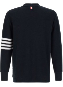 thom browne punto hombre long sleeve v neck cardigan in textured pique w/ eng 4 bar - mjt554aj0248 415