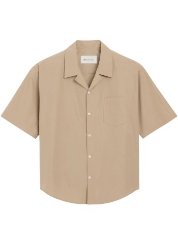 ami camiseria hombre short sleeve boxy shirt with camp collar and embossed ami d - ush833co0063 a036