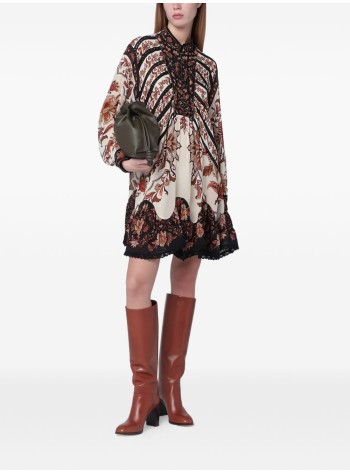farm rio dress womanmajestic garden sand lace long sleeves mini dress - 343974 26069 2