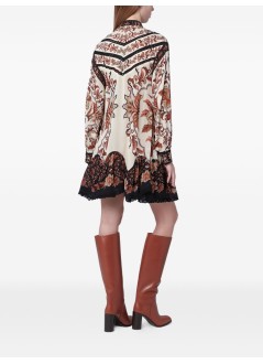 farm rio vestido mujer majestic garden sand lace long sleeves mini dress - 343974 26069