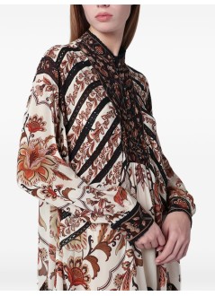 farm rio vestido mujer majestic garden sand lace long sleeves mini dress - 343974 26069