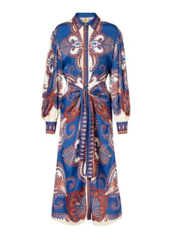 farm rio dress womanarabesque scarf blue midi dress - 344129 26005
