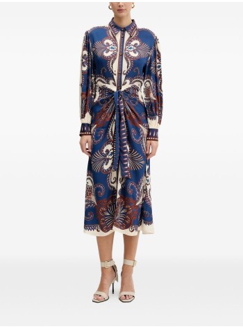 farm rio dress womanarabesque scarf blue midi dress - 344129 26005 2