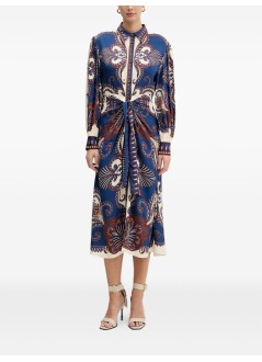 farm rio vestido mujer arabesque scarf blue midi dress - 344129 26005