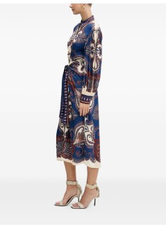 farm rio vestido mujer arabesque scarf blue midi dress - 344129 26005