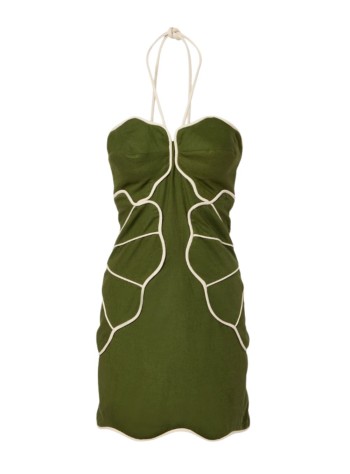 farm rio dress womangreen wavy cutouts mini dress - 344455 l0013