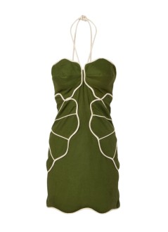 farm rio vestido mujer green wavy cutouts mini dress - 344455 l0013