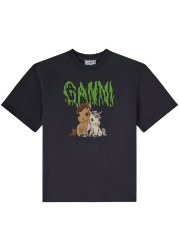 ganni top womanbasic cotton jersey t-shirt - a1050048 252
