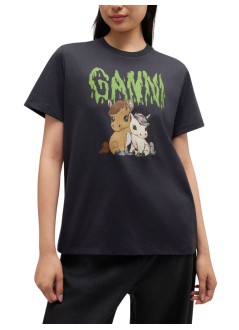 ganni top mujer basic cotton jersey t-shirt - a1050048 252