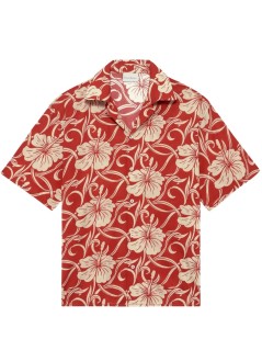 drôle de monsieur shirt manchemise hibiscus monoramme - ksh228co288rd red