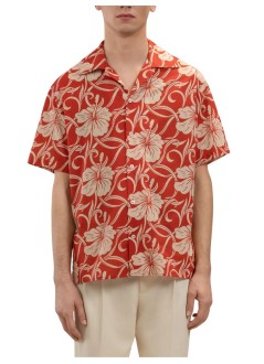 drôle de monsieur shirt manchemise hibiscus monoramme - ksh228co288rd red