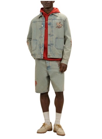 drôle de monsieur outerwear manveste denim dusty brodée fleurs - kjt271co123dus dusty 2