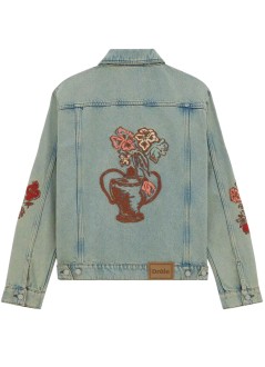 drôle de monsieur outerwear manveste denim dusty brodée fleurs - kjt271co123dus dusty