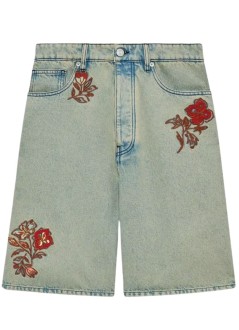 drôle de monsieur pantalon corto hombre short jean dusty brodé fleurs - kbs147co123dus dusty