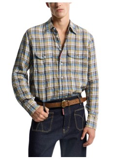 dsquared shirt mancanadian vintage linen shirt - s74dm1006d35423 001f