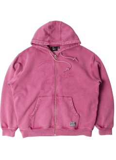 by parra sudadera hombre not fade away zip hooded sweatshirt - 55116 washed tyrian purple