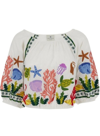 benaras by citrus top womansea life crop top - be24946 natural multi