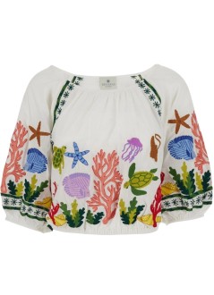 benaras by citrus top womansea life crop top - be24946 natural multi