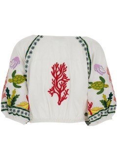 benaras by citrus top womansea life crop top - be24946 natural multi