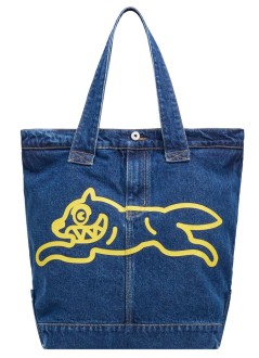 icecream tote manrunning dog denim tote bag - ic26157 indigo