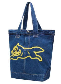 icecream tote manrunning dog denim tote bag - ic26157 indigo