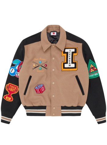 icecream outerwear hombre trick shot collared varsity jacket - ic26101 taupe