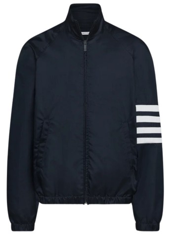 thom browne outerwear hombre zip front raglan track jacket w/ 4 bar in shiny ripstop - mju583cf1095 415