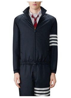 thom browne outerwear hombre zip front raglan track jacket w/ 4 bar in shiny ripstop - mju583cf1095 415