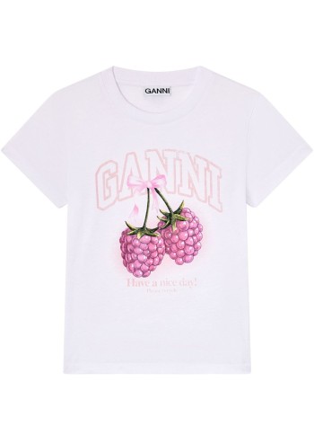 ganni top mujer baby fit t-shirt raspberry - a1050185 151