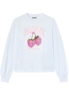ganni top mujer basic cotton jersey longsleeve raspberry - a1050141 151