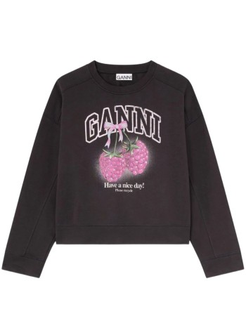 ganni sweater womanisoli crewneck raspberry - a1060076 252