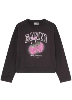 ganni sudadera mujer isoli crewneck raspberry - a1060076 252