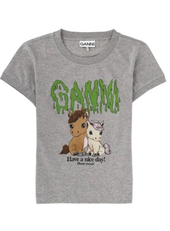 ganni top womanbasic cotton jersey baby fit t-shirt - a1050053 920
