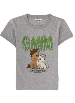 ganni top womanbasic cotton jersey baby fit t-shirt - a1050053 920