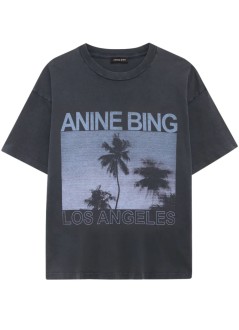 anine bing top womancade tee palms - a0812162wbl1 washed black