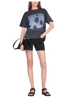 anine bing top womancade tee palms - a0812162wbl1 washed black