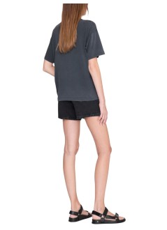 anine bing top womancade tee palms - a0812162wbl1 washed black