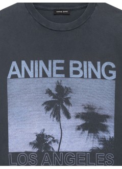 anine bing top womancade tee palms - a0812162wbl1 washed black