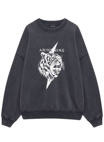anine bing sweater womanmiles sweatshirt tiger - a0812512wbl1 washed black
