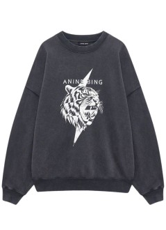 anine bing sudadera mujer miles sweatshirt tiger - a0812512wbl1 washed black