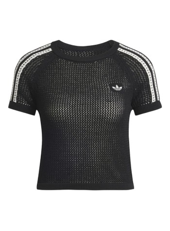 adidas originals top womancrochet tee - kc6481 black