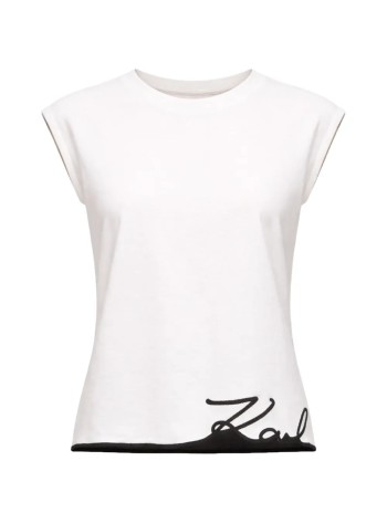 karl lagerfeld top mujer signature hem tank top - b2w17018 100