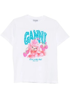 ganni top womanbasic cotton jersey t-shirt pink dog - a1050142 151