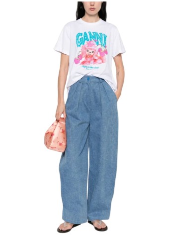 ganni top womanbasic cotton jersey t-shirt pink dog - a1050142 151 2