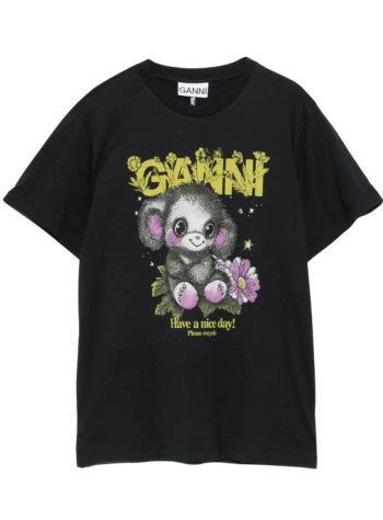 ganni top womanbasic cotton jersey t-shirt monkey - a1050218 252
