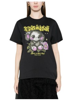 ganni top mujer basic cotton jersey t-shirt monkey - a1050218 252