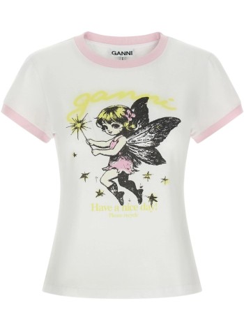 ganni top womanbasic cotton jersey baby fit fairy - a1050144 151